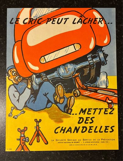 Original 1950's French Safety Poster