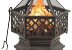 Rustic Fire Pit with Poker 76 cm XXL Steel