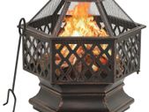 Rustic Fire Pit with Poker 76 cm XXL Steel