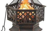 Rustic Fire Pit with Poker 76 cm XXL Steel