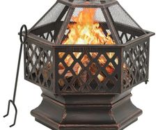 Rustic Fire Pit with Poker 76 cm XXL Steel