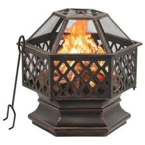 Rustic Fire Pit with Poker 76 cm XXL Steel