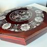 Asian Red Lacquer Wooden Jewellery Box with Mother of Pearl Inlay Image 2