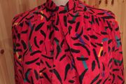VINTAGE Patterned Pussy-Bow Blouse
