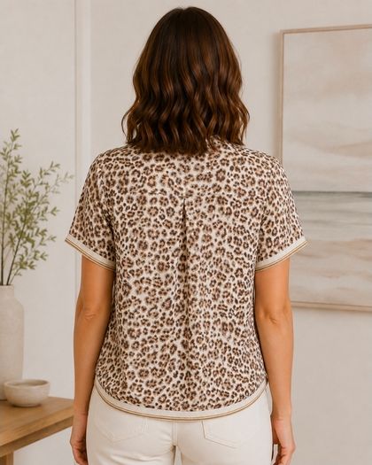 Millennium Leopard Print Satin Blouse Size M