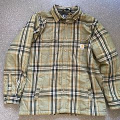 Carhartt Relaxed Fit Flannel Sherpa Lined Shirt Jac Mens Large Green Button Snap