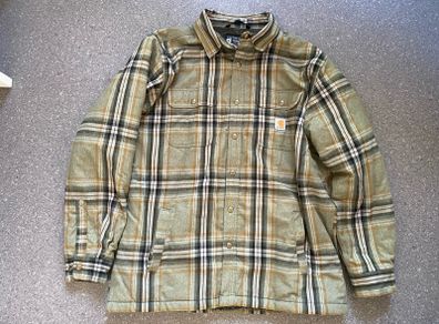 Carhartt Relaxed Fit Flannel Sherpa Lined Shirt Jac Mens Large Green Button Snap