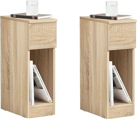 Set of 2 side tables bedside tables narrow storage tables