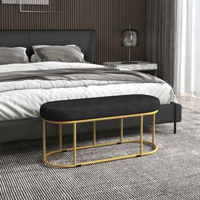 Retro Design Shoe Bench, Bed Bench, Hallway Bench, Velvet Look, Holds up to 200 kg, Metal Frame, Black, 100 x 37 x 43cm