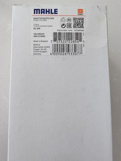 Audi TDI fuel filter KL 838