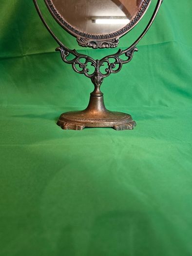 Ornate Victorian Style Brass Swivel Vanity Mirror  Antique Dressing Table Mirror