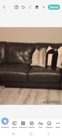 Black leather corner sofa