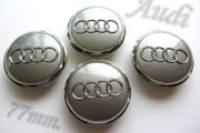 4x Audi 77mm 3D Silver Chrome  alloy wheel centre caps cap Hub Cover 77