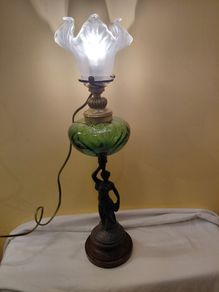 Antique Victorian Oil Lamp Converted to Electric