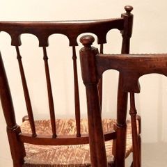 Pair of Edwardian Banister Back Chairs - Stunning!