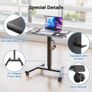 Mobile Standing Desk with 4 Rolling Castors, Height Adjustable Desk on Wheels, Portable Stand Up Desk, Over-Bed Table for Living Room Image 4