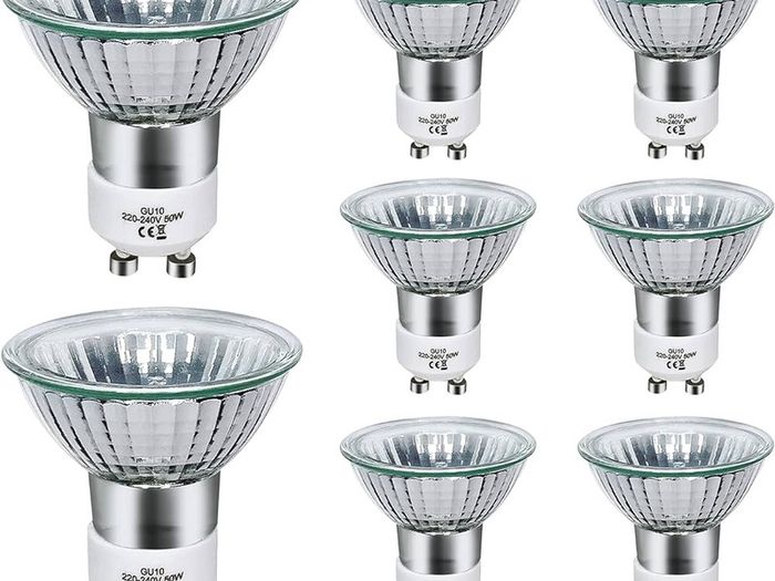 FREE SHIPPING Halogen Bulbs 50W Dimmable, 220V GU10 Halogen Spotlight Bulbs 2 Pi2800K Warm Up 700 Lumens 42 Degrees Beam Angle