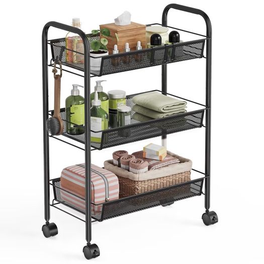 Brand New WELDUN Kitchen Trolley with 3 Tiers, Metal Shelf on Wheels with Handle.