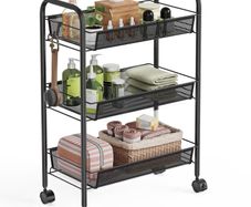 Brand New WELDUN Kitchen Trolley with 3 Tiers, Metal Shelf on Wheels with Handle.