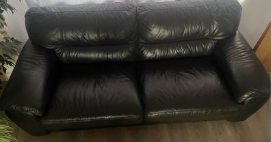 Dark brown 3 seater leather sofa