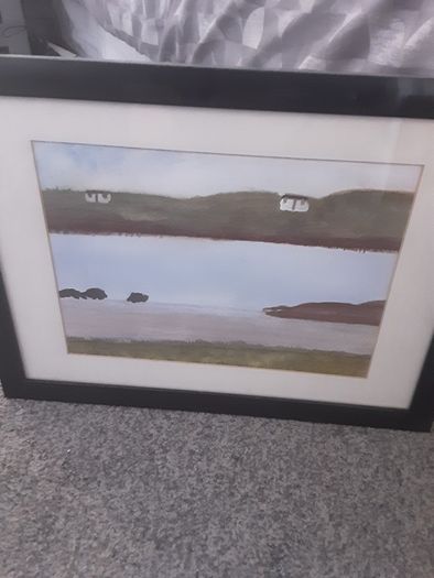 Painting/Thatch Cottages on Island in the West .. Price Drop