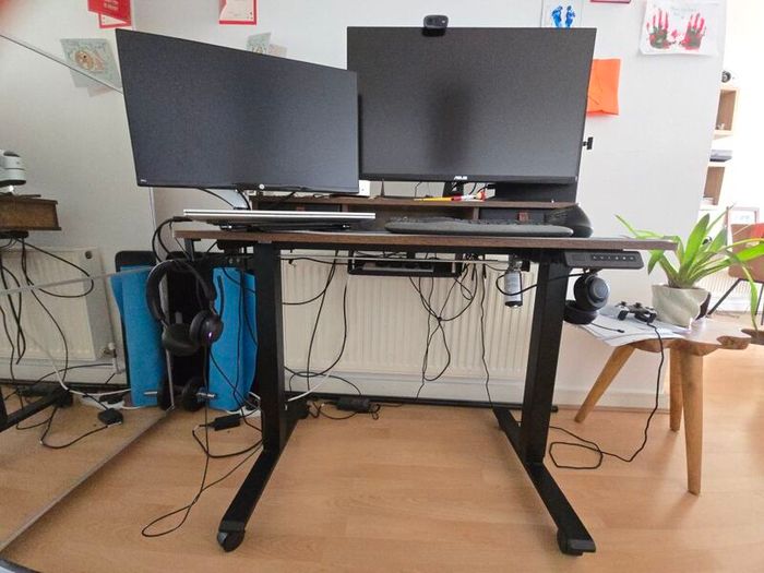 Height Adjustable Electric Standing Desk with Double Drawer, 100/60cm