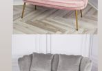 Grey & blush pink Velvet 2 Seater Sofas