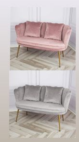 Grey & blush pink Velvet 2 Seater Sofas