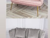 Grey & blush pink Velvet 2 Seater Sofas
