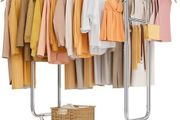 Double  Heavy Duty Clothes Rack 480 LBS Portable Garment Racks with Shelf, Chrome