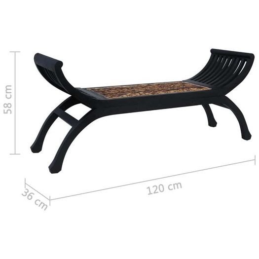 Bench 120 cm Dark Brown Abaca