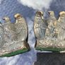 Vintage Pair 1960s Cast Brass Tone American Bald Eagle Bookend Decorative Desk Statue Image 2