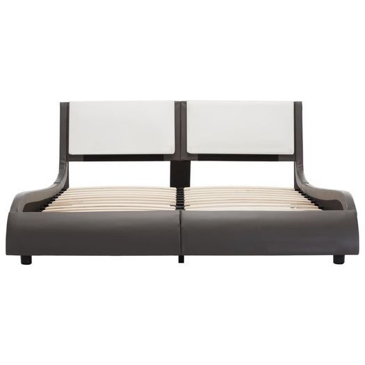 Bed Frame Grey and White Faux Leather 120x190 cm