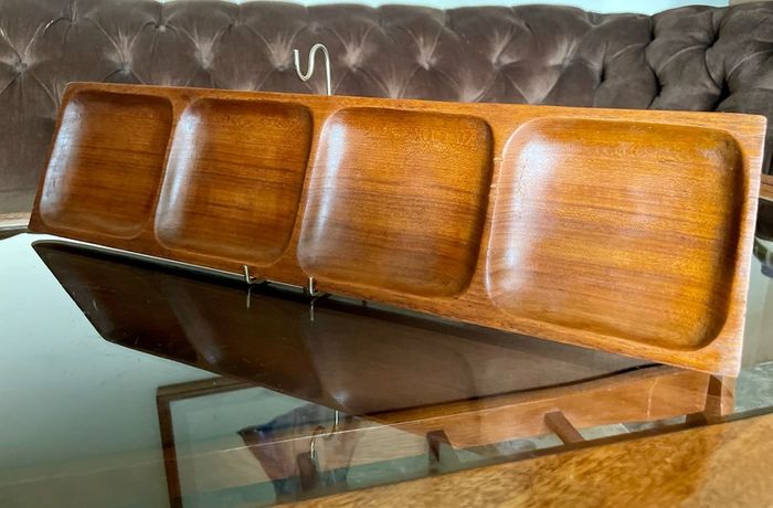Long Mid Century Moder Genuine Antique Danish Design Handcrafted Wooden Tray