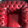 Red leather chesterfield arm chair vintage Image 3