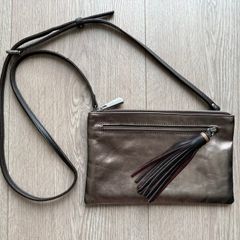 Nina Heyer Leather Crossbody Messenger Shoulder Bag Purse + Scarf