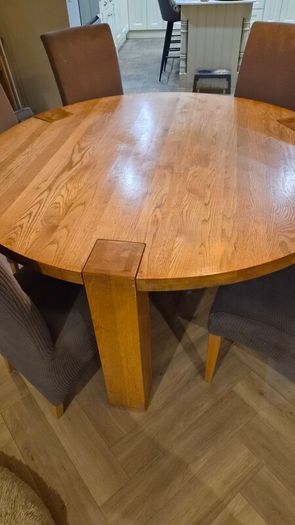 solid oak dining table.