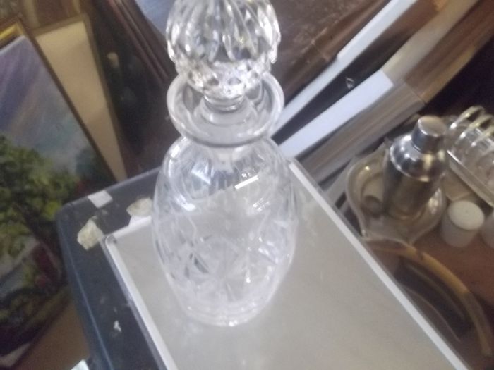 a lovely  heavy cut glass decanter