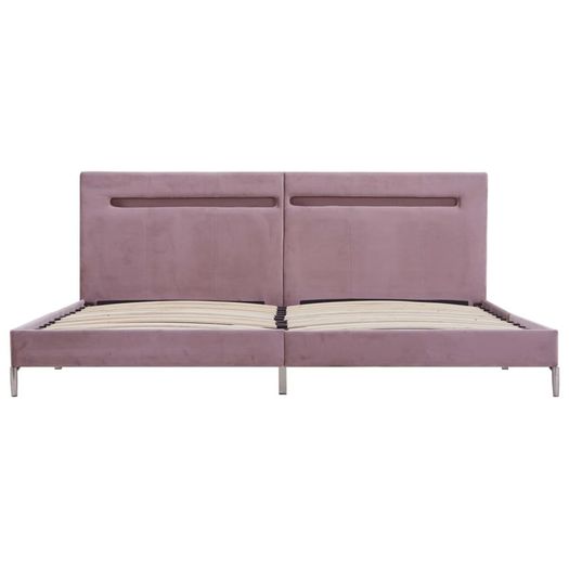 Bed Frame with LED Pink Fabric 150x200 cm