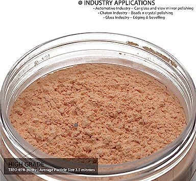 GLASS POLISH 90007 Cerium Oxide High Grade Glass Polishing Powder - TREO 85% - 3.5 microns - 100 Grams