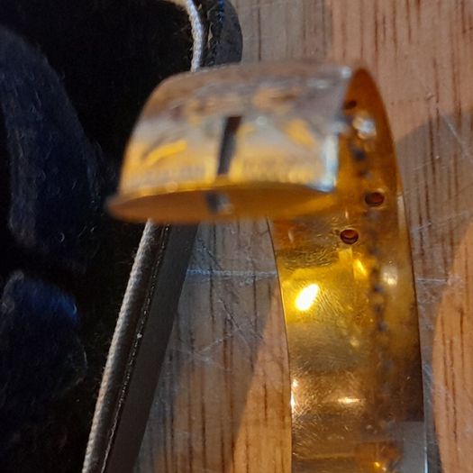 Vintage 1/10th 9ct Gold Hinged Bangle with Garnets - John Brereton Box 1977