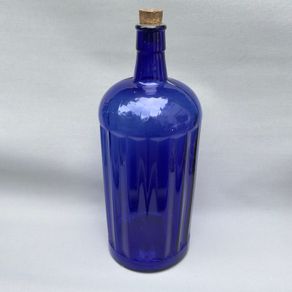 Vintage cobalt blue glass " Poison " bottle with cork stopper