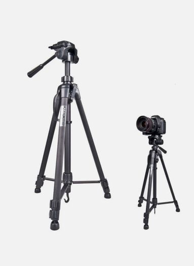 WT3540 Camera Tripod Portable Telescopic Stand with 3 Way Pan Head for Phone