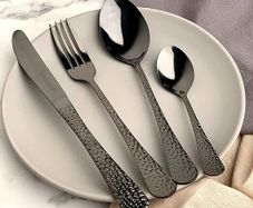 SABICHI  48 Piece Cutlery Set Hammered Black