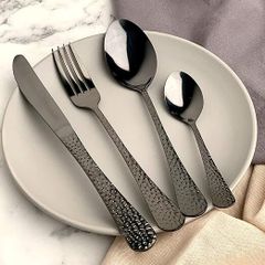 SABICHI  48 Piece Cutlery Set Hammered Black