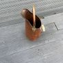 Antique Copper Coal scuttle- Beautiful antique copper coal scuttle with ceramic handle and lions head pivot Image 5