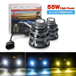 H8 H7 H11 9005 HB3 9006 HB4 Car LED Canbus Powerful Fog Light Bulbs 3000K 6000K 8000K 100W 12V Lens Fog Lamp Bulb White Ice Blue Yellow