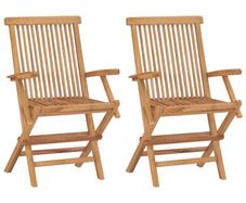 Folding Garden Chairs 2 pcs Solid Teak Wood