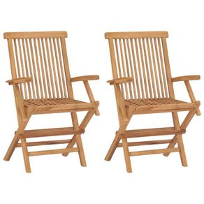 Folding Garden Chairs 2 pcs Solid Teak Wood