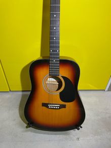 Acoustic Guitar with guitar hard case and guitar stand